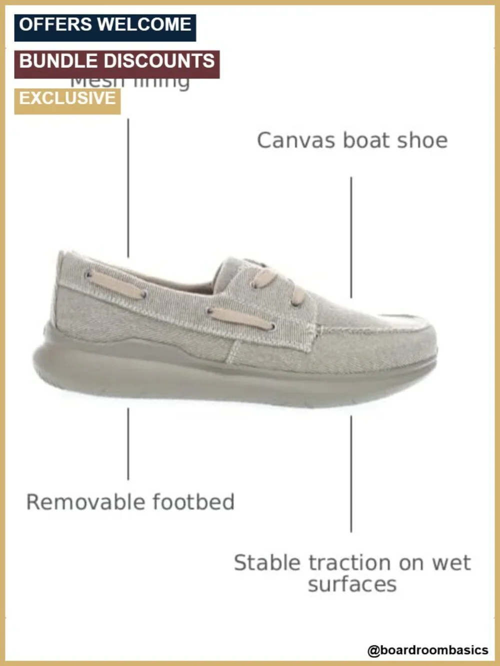 Men's Canvas Boat Shoes Lace Up Casual Loafers Slip Ons Comfort